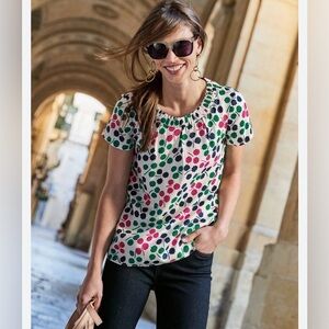 Boden Carey Silk Blend Short Sleeve Blouse Top Size 4